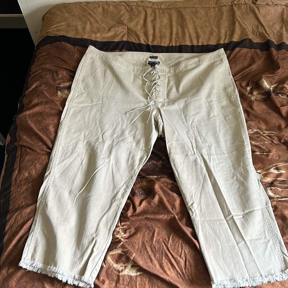 Cream khaki colored soft jeans material